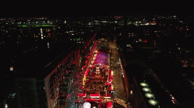 Christmas Market at Smithfield Square Co. Dublin - Ireland - 4K Cinematic Drone Footage 02
