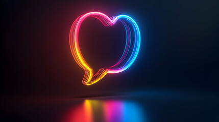 Vibrant Neon Speech Bubble, Abstract Colorful Light Trails Design, Glowing Communication Symbol, Digital Art Background