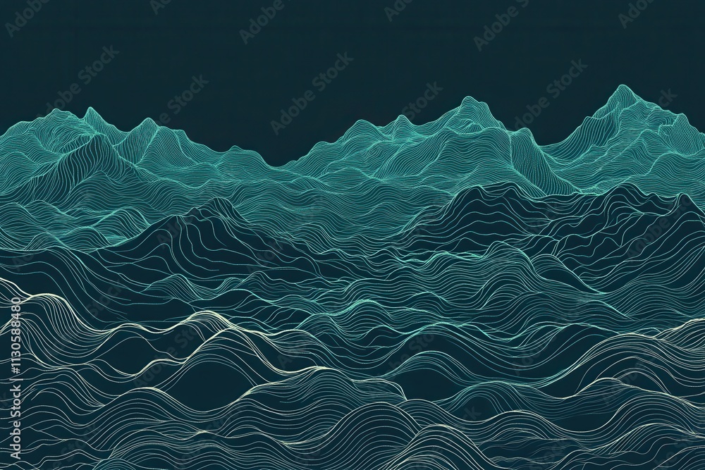 Poster teal gradient wave pattern in simplified style