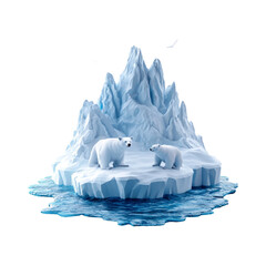 Polar Bears on Iceberg with Transparent Background