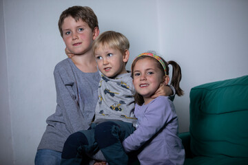 beautiful smiling brothers playing together and having fun