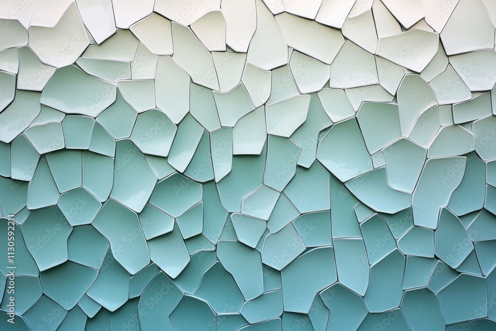 Poster soft green overlapping pentagons abstract pattern