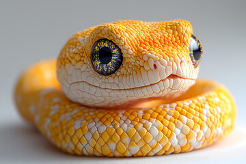 Fototapeta premium This plush snake toy is a bit fluffy, has cute 3D figures, and is white in color