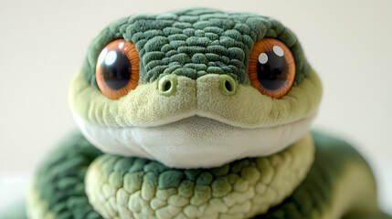 Fototapeta premium This plush snake toy is a bit fluffy, has cute 3D figures, and is white in color