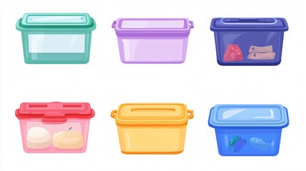 Professional Plastic Food Container Storage Vector Illustration