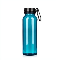 A sleek, turquoise water bottle with a black cap and carrying strap, perfect for hydration on the go.