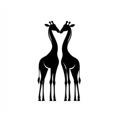 Two giraffes necks intertwined in a heart shape.