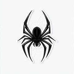 Stylized black spider illustration, arachnid, insect, eight legs, sharp, design element.