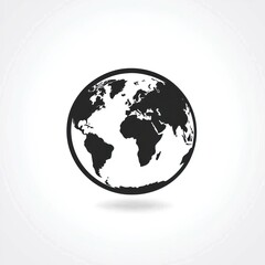 Simple black world map globe icon.