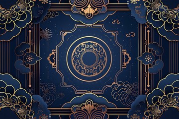 Elegant Blue and Gold Asian Inspired Design