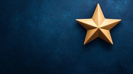 Fototapeta premium A golden star sits against a deep blue background, creating a striking contrast with a sense of elegance and celebration.