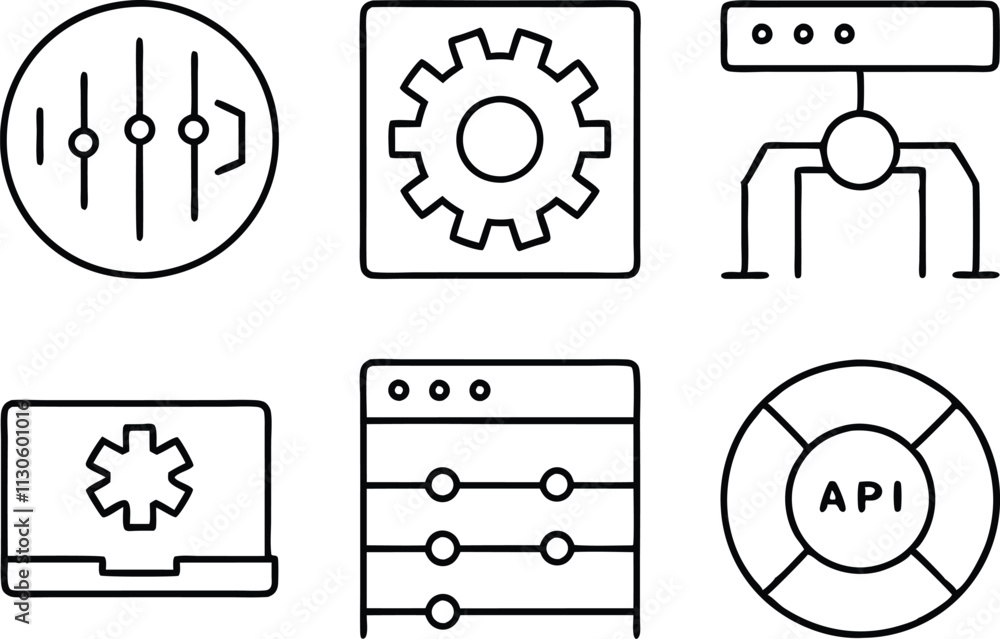 Poster software development icons api, settings, configuration, and automation