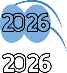 Flat Typography Design for New Year Celebration. 2026 Number Design Vector Illustration.