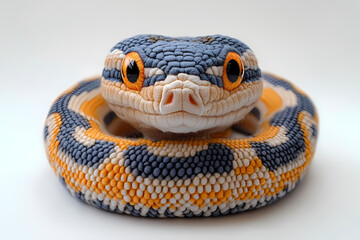 Fototapeta premium This plush snake toy is a bit fluffy, has cute 3D figures, and is white in color