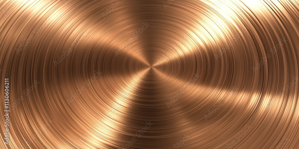 Poster bronze alloy texture with circular brushed pattern, creating metallic shine
