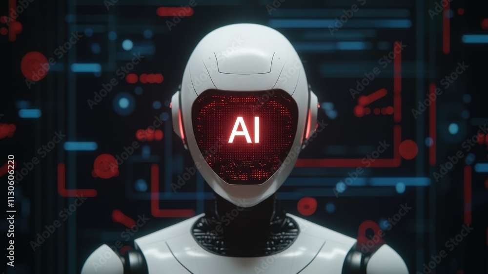 Poster ai robot futuristic technology digital brain machine learning artificial intelligence