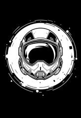 Fototapeta premium futuristic space helmet illustration for modern t-shirt