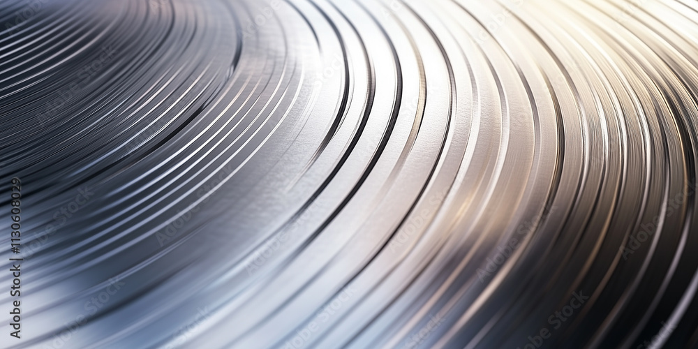 Poster shiny metallic surface with curved lines creating textured pattern
