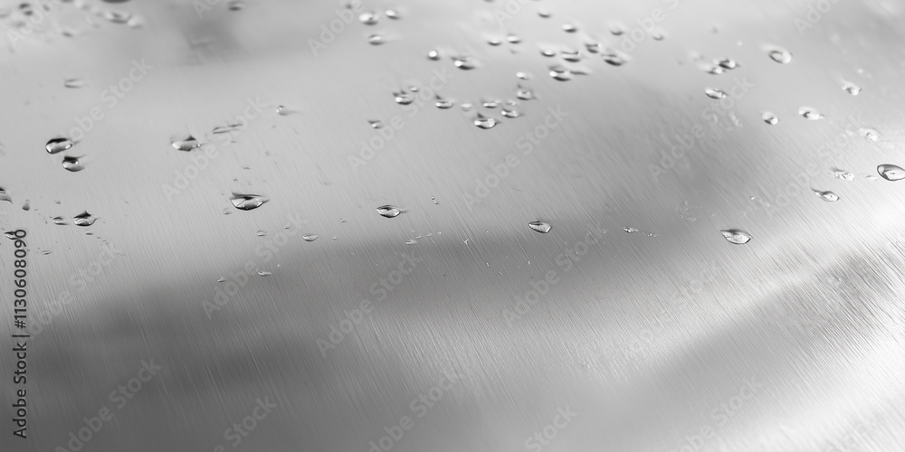 Poster smooth nickel texture with water droplets creating reflective surface