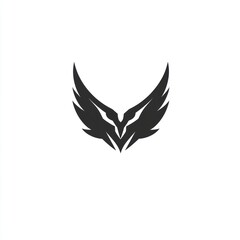 Obraz premium Stylized black bird wings logo design.