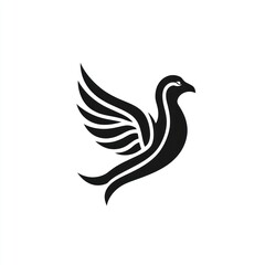 Obraz premium Stylized black bird in flight, elegant minimalist design.