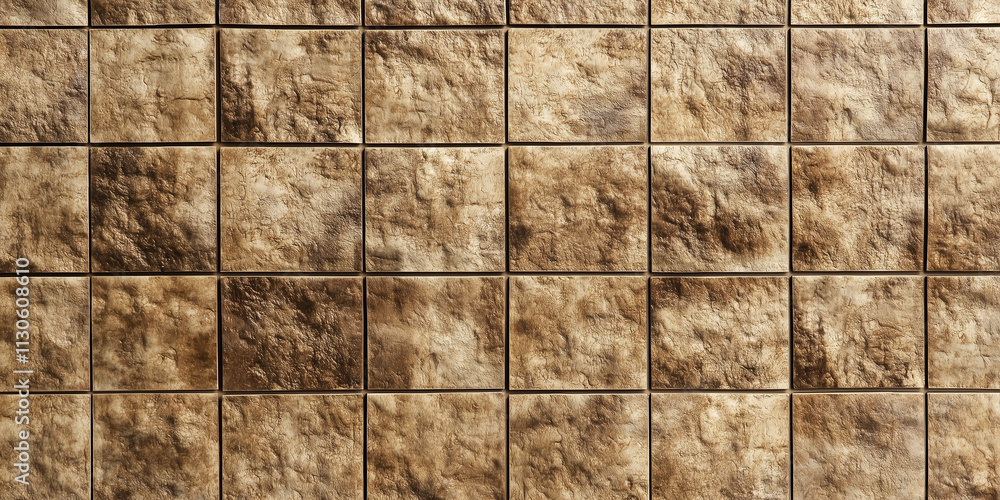 Poster textured stone wall with grid pattern, showcasing rustic and earthy appearance