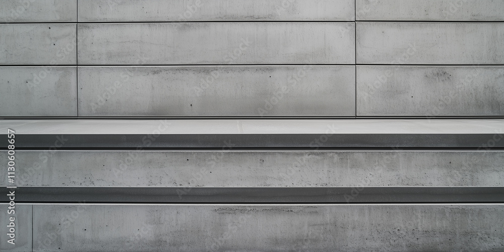 Poster Concrete retaining wall with horizontal lines and subtle texture