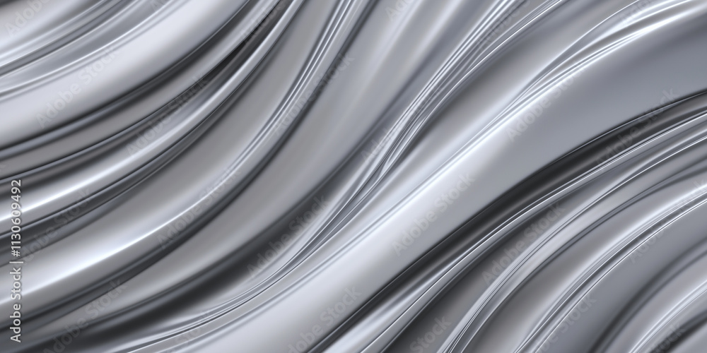 Poster smooth metallic waves create sleek zinc texture background