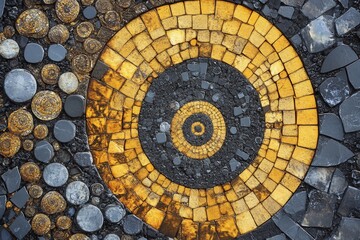 Fototapeta premium Geometric Gold and Black Spiral Design