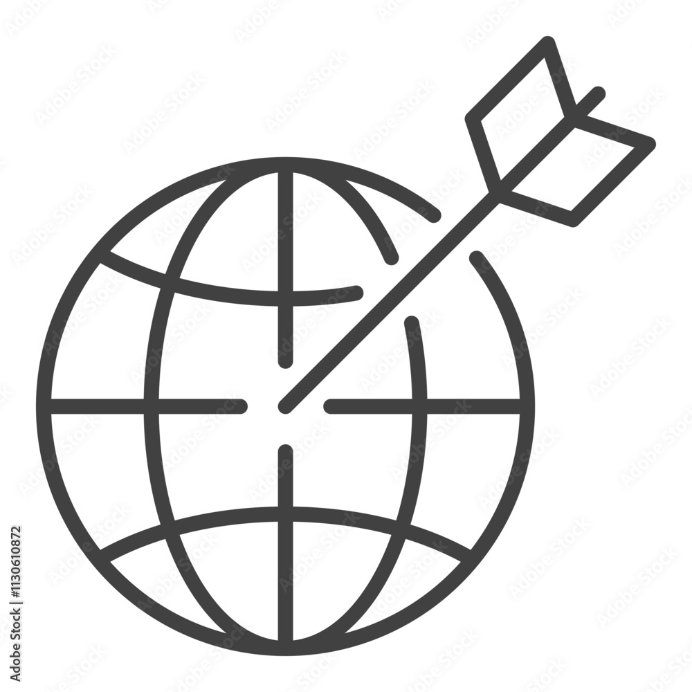 Aufkleber earth globe with arrow vector linear icon or symbol