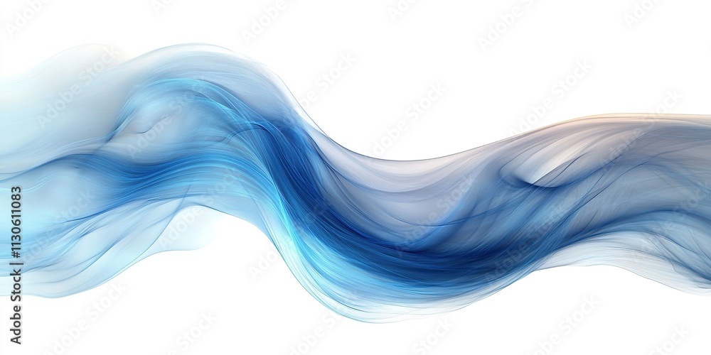 Poster flowing abstract waves in shades of blue create a soothing visual experience suitable for modern dec