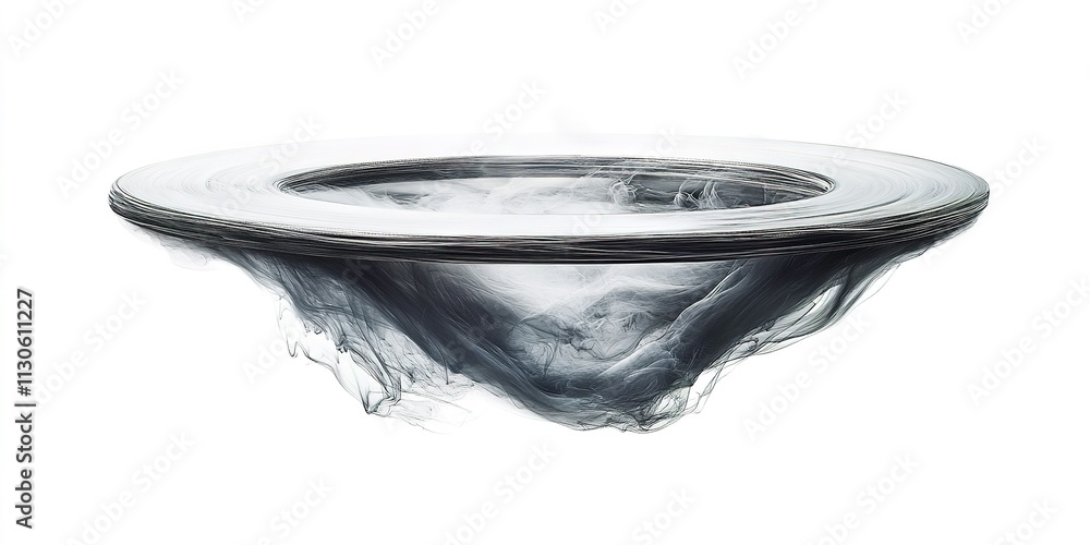 Poster creatively designed plate with swirling smoke effect captures motion and contrast in a minimalistic 