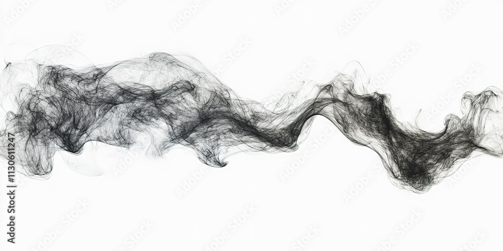 Poster abstract black smoke wave creating a dynamic and artistic design on a white background