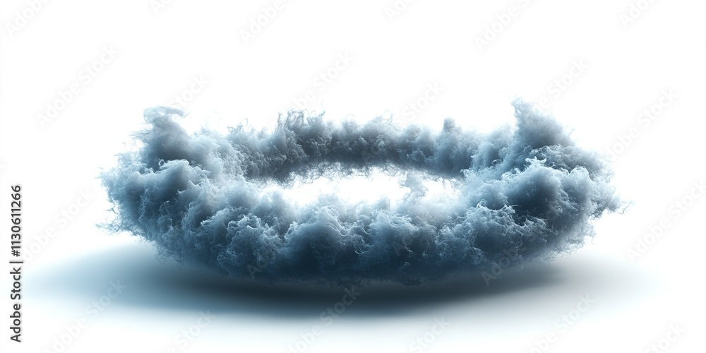 Poster fluffy cloud formation creating a circular shape against a white background