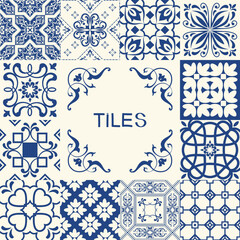 Hand drawn seamless abstract tile pattern. Spanish ceramic floor tiles. Portuguese motifs. Colorful decorations pattern, racy vector design. Ceramic tiles in turkish style.