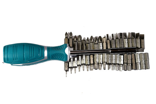 bits of screwdriver, socket adaptor and magnetic shank, hand tools include wrenches, pliers, cutters, files, striking tools, struck or hammered tools, screwdrivers, vises, clamps, snips, hacksaws