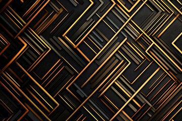 Abstract dark geometric background featuring glowing golden lines and sparkles, creating a modern, futuristic, and elegant design.