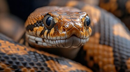 Fototapeta premium A snake with a brown and black head and body