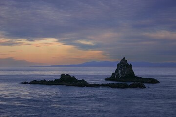 矢越海岸から見る夕日