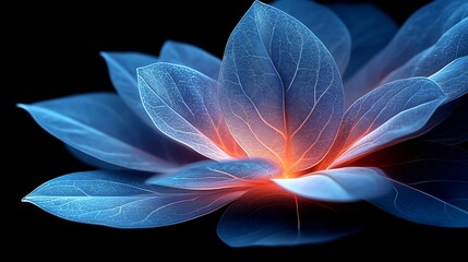 Obraz premium Glowing Blue Flower Petals Abstract Floral Art Nature Macro
