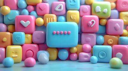 Colorful  D Abstract Background  Pastel Cubes  Spheres  and Loading Icon