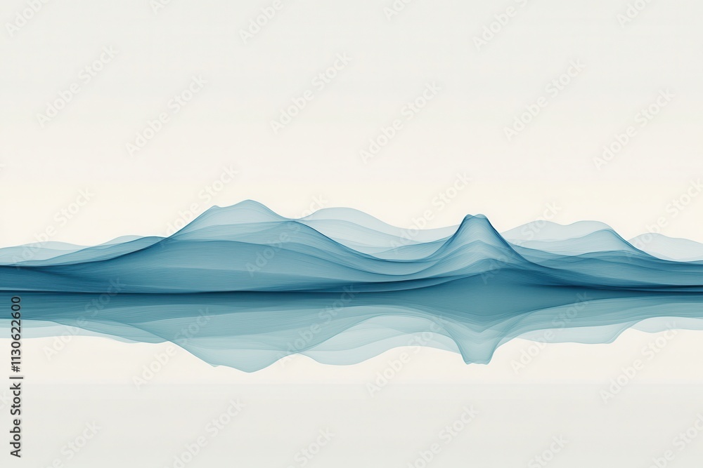 Poster abstract blue wave patterns in smooth gradients