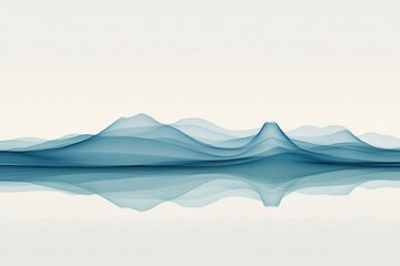 Abstract Blue Wave Patterns in Smooth Gradients
