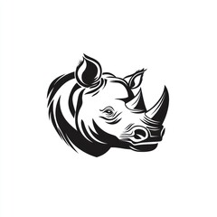 Fototapeta premium Black and white illustration of a rhinoceros head.
