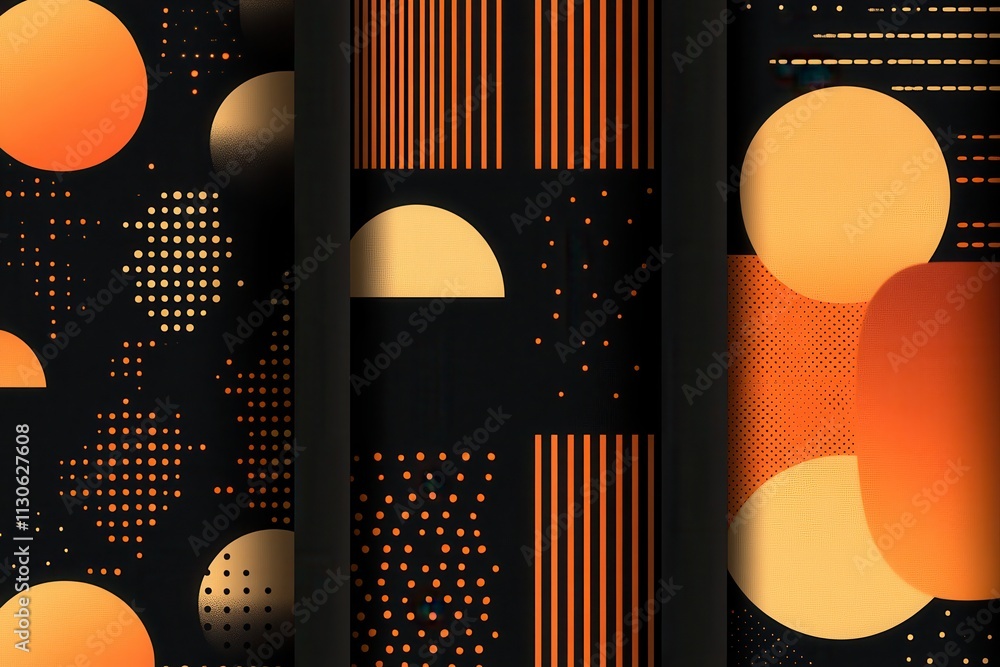 Poster abstract gradient patterns with dotted designs