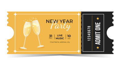 New Year Party ticket template