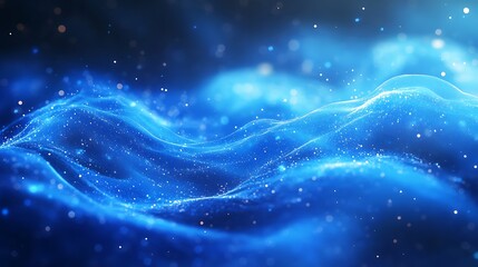 Glowing particles in blue wave pattern high resolution background image