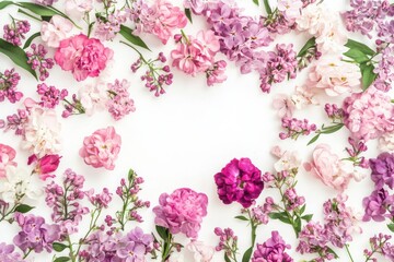 Obraz premium Lilac Bouquet in vase or pot isolated on white background