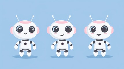 Fototapeta premium Cute robot on simple background
