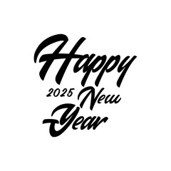 Obraz premium Happy 2025 New Year typography on white background.